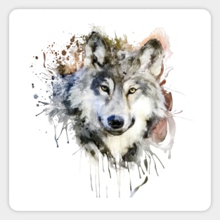 Wolf Watercolor Portrait Magnet